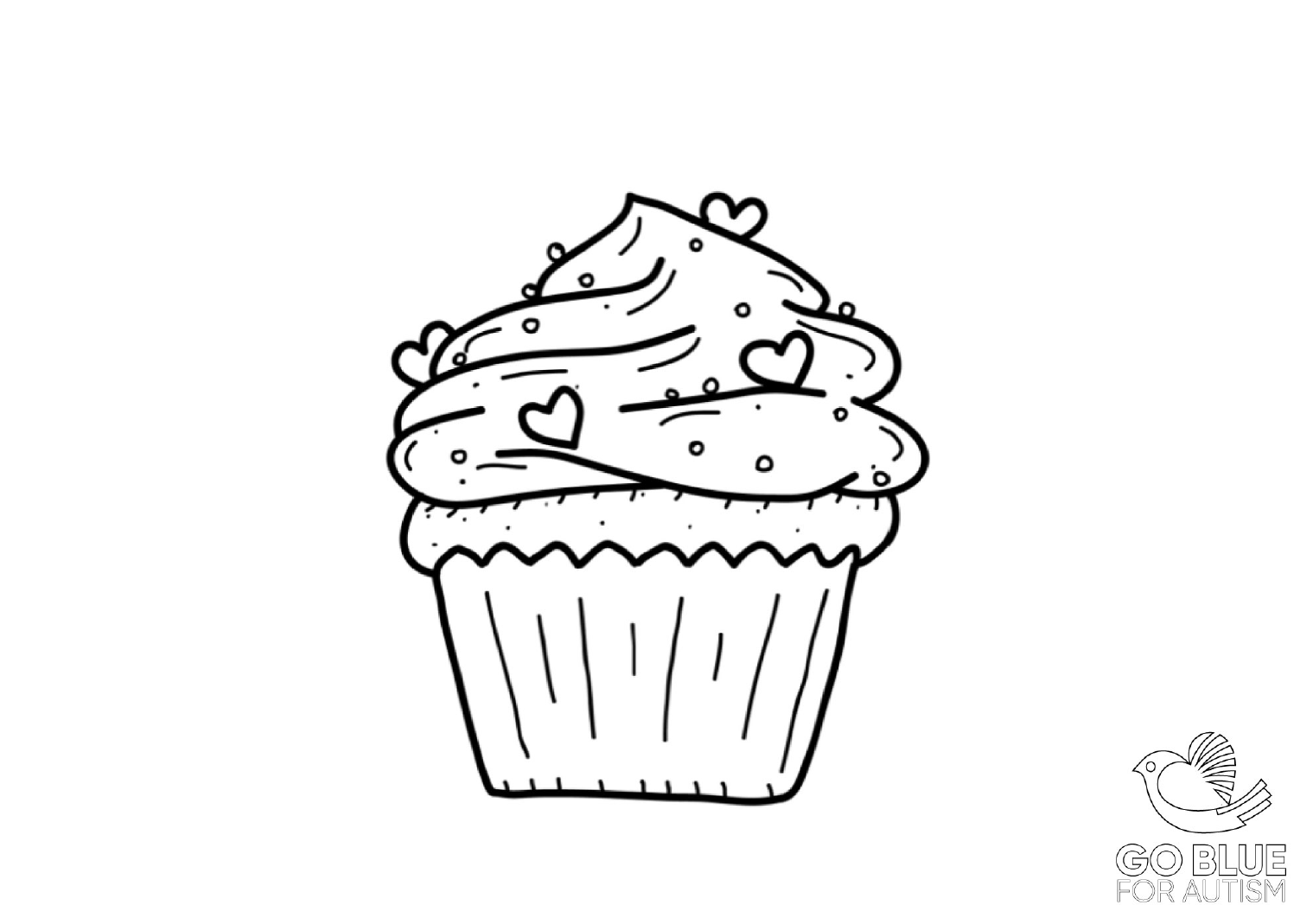 Go Blue For Autism Colouring In Page Cupcake